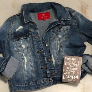 Guess distressed denim jean jacket